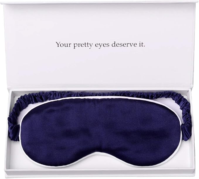 Silk Sleep Mask Light Blocking Luxury 100% Mulberry 19mm Silk Eye Mask Eye Cover Blindfold Ultra Soft Light & Comfy Anti Aging Skin Care with Travel Bag Gift Package-BrightBean Baby