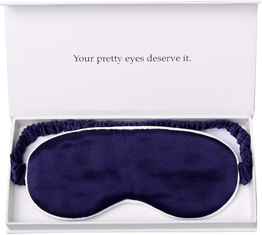 Silk Sleep Mask Light Blocking Luxury 100% Mulberry 19mm Silk Eye Mask Eye Cover Blindfold Ultra Soft Light & Comfy Anti Aging Skin Care with Travel Bag Gift Package-BrightBean Baby