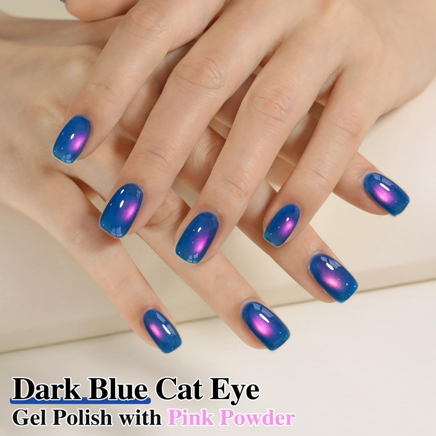 Double Rhythm Jelly Glass Cat Eye Gel Polish with Magnet 15ML Holographic Glitter Shimmer Translucent Sheer Color Magnetic Nail Polish Salon DIY at Home (Navy Blue-MC1264)-BrightBean Baby