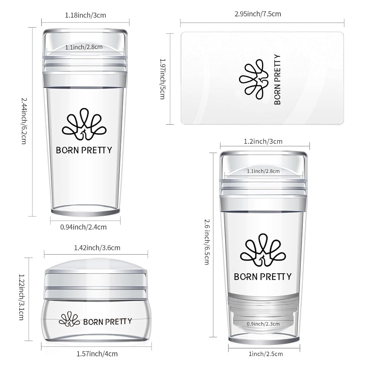 Born Pretty French Tip Nail Stamp, 6PCS Art Stamper With Scrapers, Silicone Stamping Long & Short Jelly Stamper Kit for French Manicure Home DIY Art Salon-BrightBean Baby