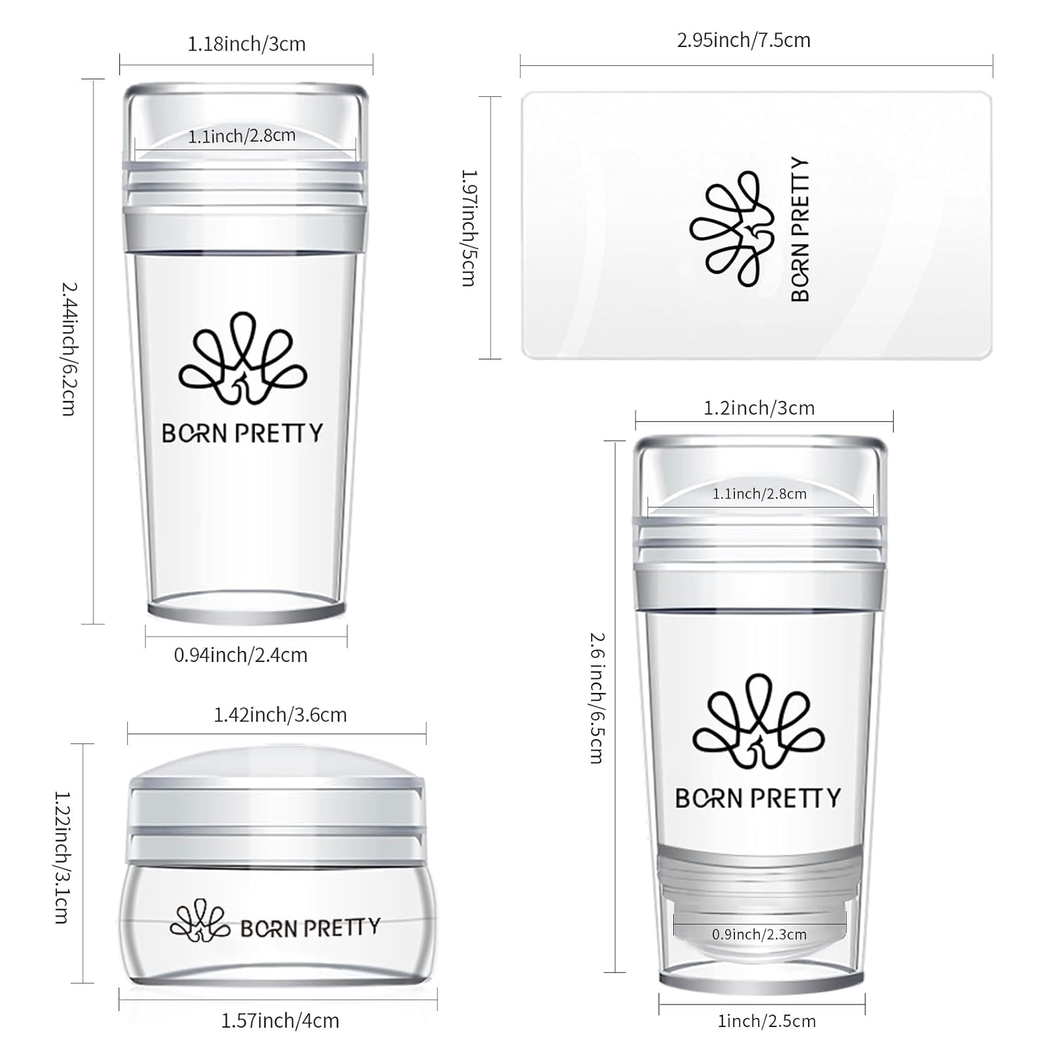 Born Pretty French Tip Nail Stamp, 6PCS Art Stamper With Scrapers, Silicone Stamping Long & Short Jelly Stamper Kit for French Manicure Home DIY Art Salon-BrightBean Baby