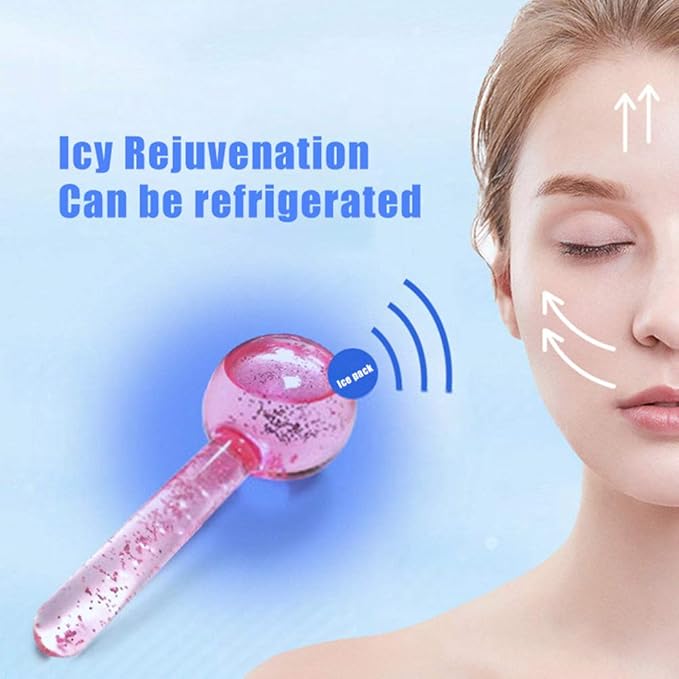 Facial Ice beauty ball- 2PC Globes Pink Facial Roller for Cold or Hot Skin Massagers Globe Durable Quartz Glass for Face and Eye Rollers Reduce Puffiness-BrightBean Baby