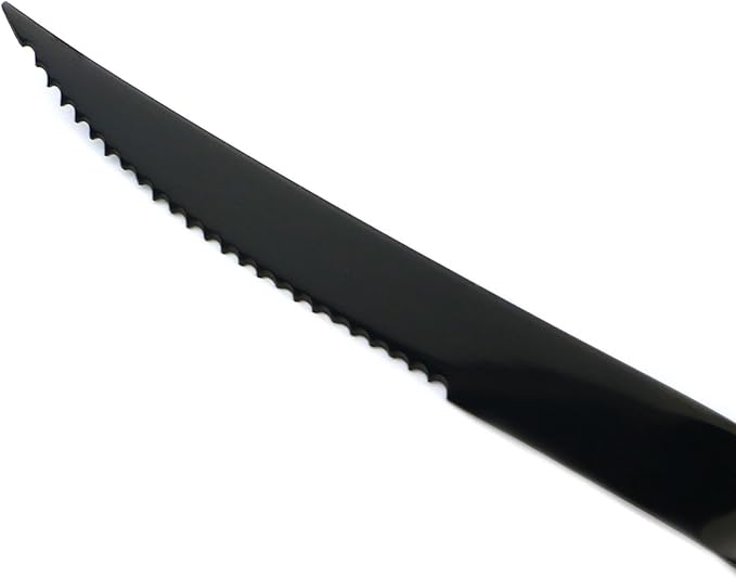 5-Piece 18/10 Stainless Steel Serrated Steak Knife Flatware Set, Mirror Polishing Black, Service for 1