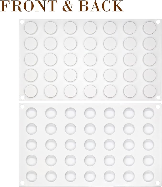 Flat Round Disc Silicone Mold Baking Tray 2 Sizes for Mini Tart Cookie Dessert Chocolate Caramel Candy Epoxy UV Resin Jewelry Soap