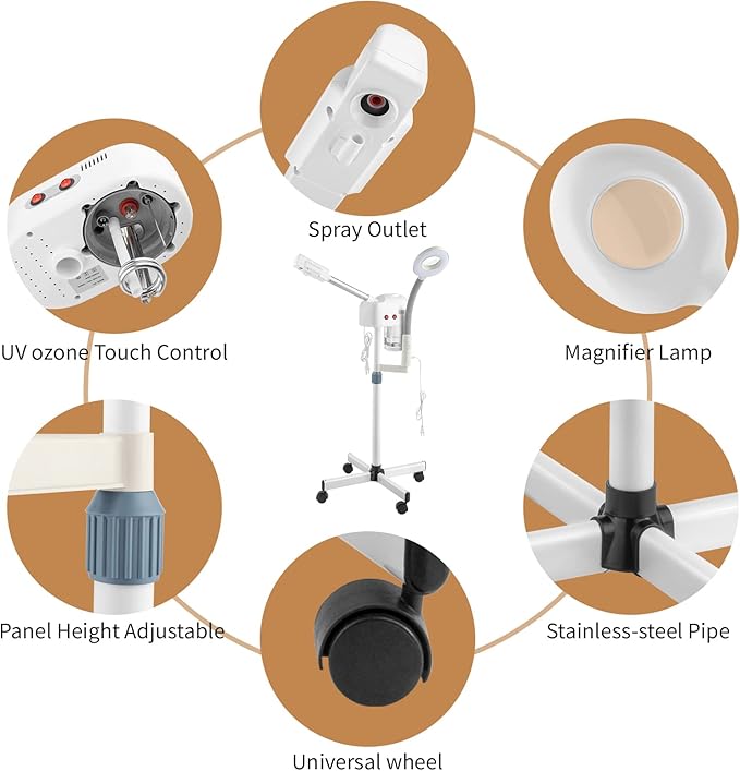 Winado 2 in 1 Facial Steamer with 5X Magnification Light, Deep Cleaning for Personal Skin Care, Beautician Steamer Professional Humidifier Facial Spa Mist Steam for Home & Beauty Salon, White-BrightBean Baby