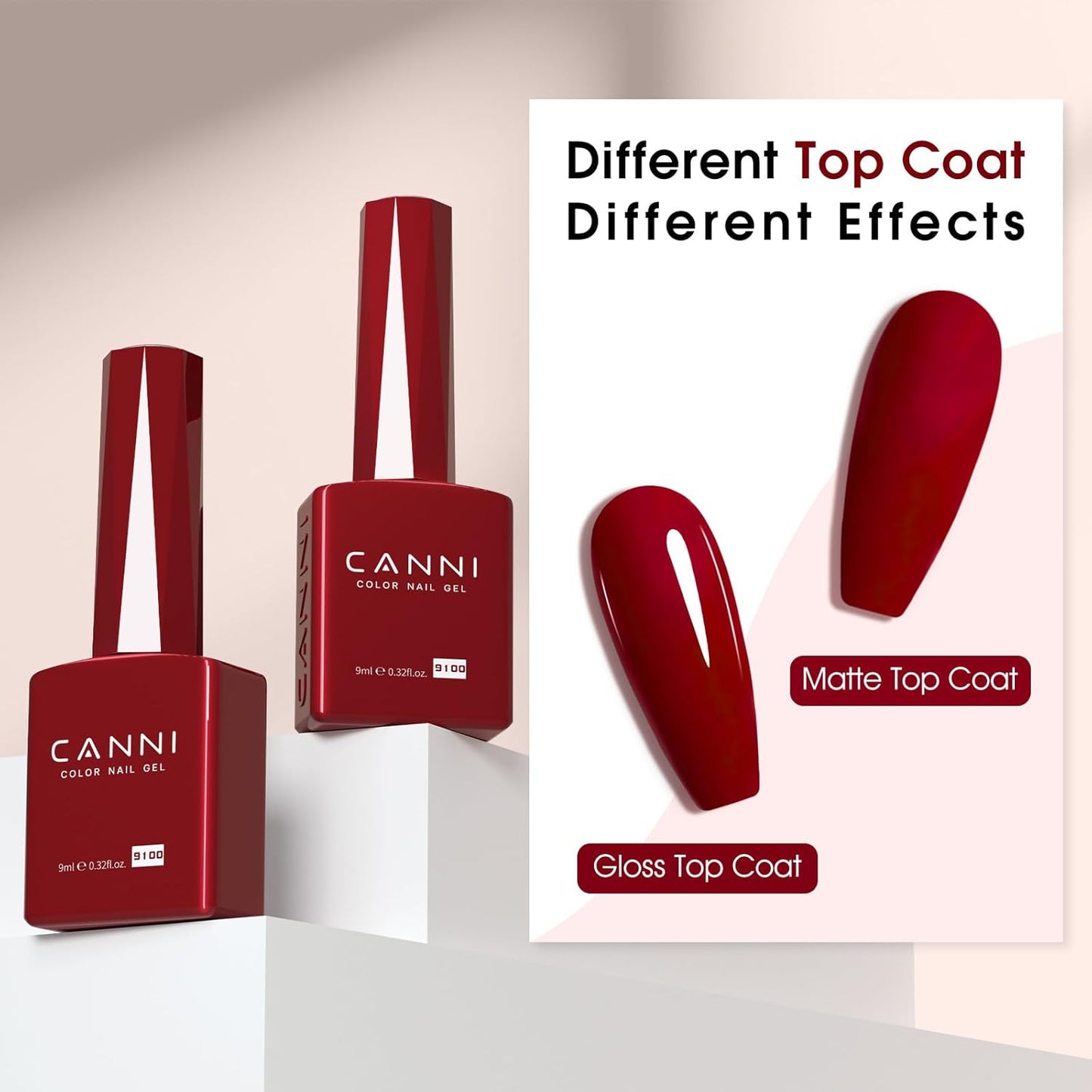 CANNI Red Gel Polish, 1Pcs Deep Dark Red Color Nail Polish Gel High Gloss Soak Off UV French Nail Manicure Salon DIY-BrightBean Baby
