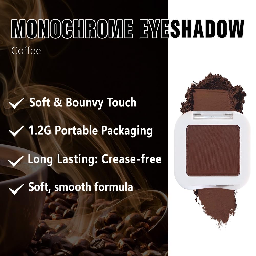 Matte Singe Eye Shadow Palette Makeup, Matte Brown Monochrome Eyeshadow For Old Women, Mini Pressed Monochrome Pigmented Waterproof Sombras Para Ojos, Vegan, Talc, Paraben & Cruelty Free, 09-BrightBean Baby