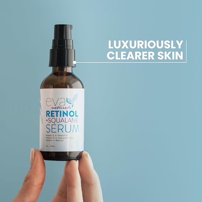 Eva Naturals Retinol + Squalane Serum – Anti Aging Face Serum for Wrinkles, Collagen Boost, Eye & Night Use – Retinoid Skin Care for Acne, Pores, Dark Spots & Sensitive Skin-BrightBean Baby