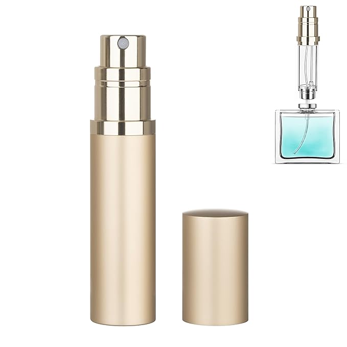Refillable Perfume Atomizer Travel Bottle 5ml Leakproof Luxury Travel Perfume Refillable Bottle, Portable Fragrance Atomiser (Gold)-BrightBean Baby