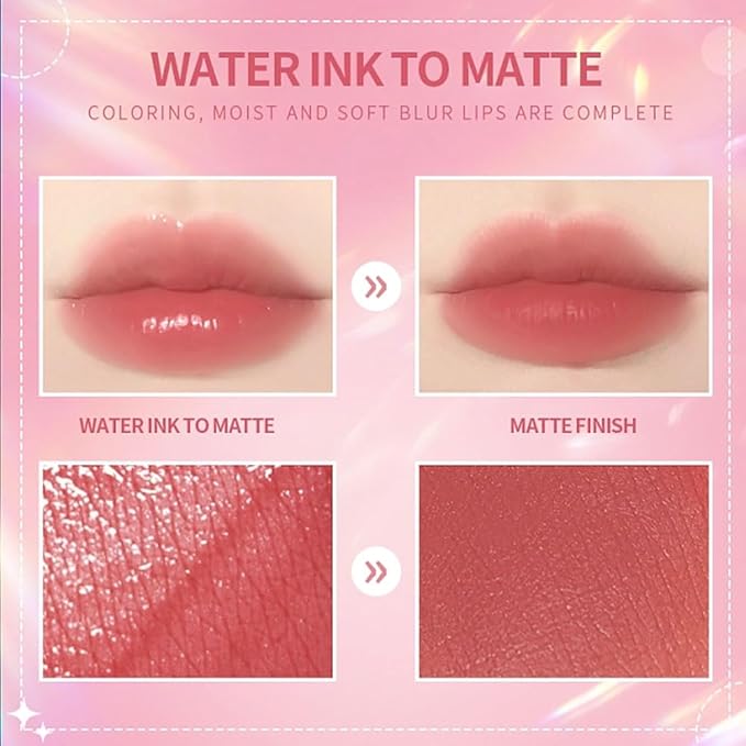 6 Colors Lip Tint Stain Korean Lip Gloss, Matte Velvet Lip Tint Natural Plumping Lip Stain, Multi-Use Lip and Cheek Tint Mini Liquid Lipstick, Long lasting Non-Stick Cup Waterproof, Lip Color Makeup-BrightBean Baby