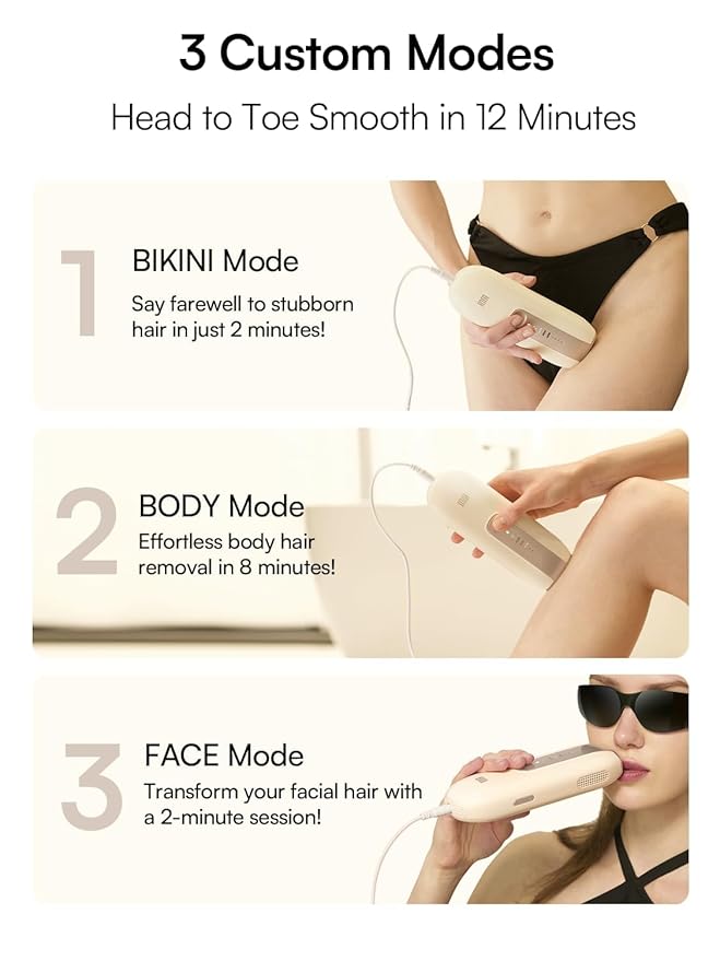 Laser Hair Removal Device for Women and Men, INIA Fond Hair Remover with Long-Lasting in Hair Reduction for Body&Face, Safe at-home Results for Armpits, Bikini and Legs-BrightBean Baby
