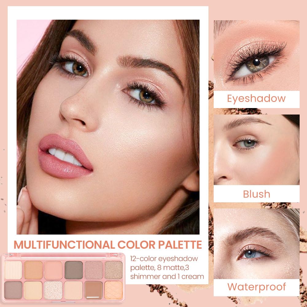 AMY'S DIARY 12Color Light Pink Purple Eyeshadow Palette, Long-Lasting, and Highly Pigmented. Elevate Your Eye Makeup– Unleash Your Unique Style (05#)-BrightBean Baby