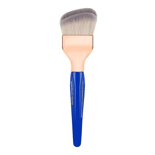 Bdellium Tools Professional Makeup Brush - Golden Triangle 971 Large Slanted Double Dome Blender - With All Vegan and Soft Synthetic Fibers, For Foundation Application & Blending (Blue, 1pc)-BrightBean Baby