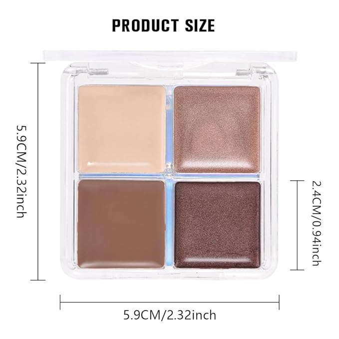 Cream Eyeshadow Quad, Nude Brown Matte Shimmer Eyeshadow Palette Makeup, Neutral Eye Shadow Palette for Older Women Pigmented Waterproof, sombras para ojos, 03-BrightBean Baby