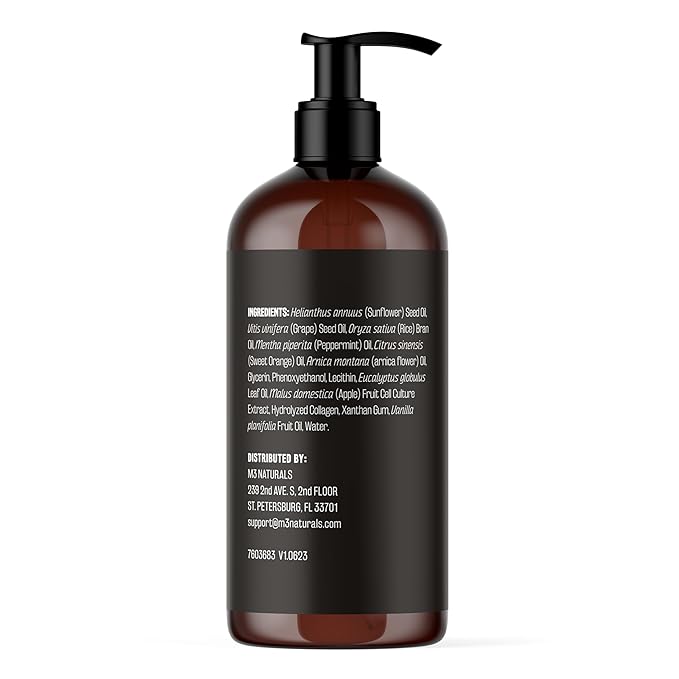 M3 Naturals Arnica Sore Muscle Massage Oil with Collagen, Stem Cells, and Menthol, Anti-Cellulite Therapy for Full Body, Fast-Absorbing Multipurpose Treatment-BrightBean Baby