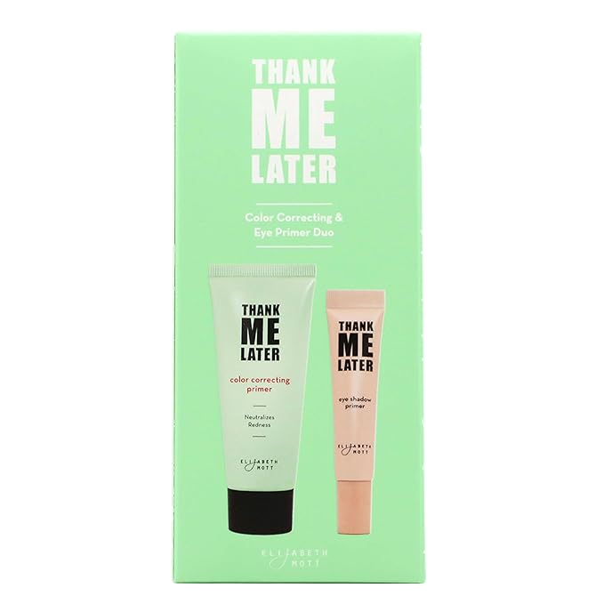 Elizabeth Mott Thank Me Later Color Correcting & Eye Primer Duo – Face Primer with Niacinamide for Redness Control & Smooth Makeup Base – Eye Primer for Long-Lasting, Crease-Free Eyeshadow – 30g + 10g-BrightBean Baby