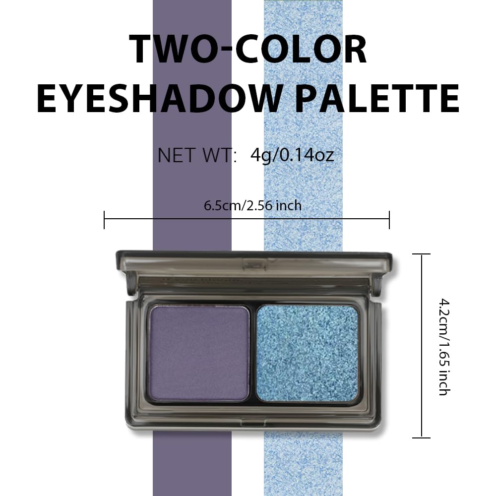 Dark Purple Blue Two Color Matte Shimmer Glitter Eyeshadow Palette,Eye Shadow Powder Professional Long-Lasting Waterproof Makeup Palette,Easy-To-Apply and Compact for Travel,Vegan & Cruelty-Free-BrightBean Baby