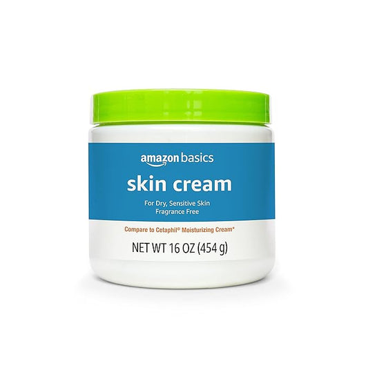 Amazon Basics Ultra Moisturizing Skin Cream for Dry & Sensitive Skin, Dermatologist Tested, Fragrance Free, 16 Ounce, 1 Pound (Pack of 1) (Previously Solimo)-BrightBean Baby