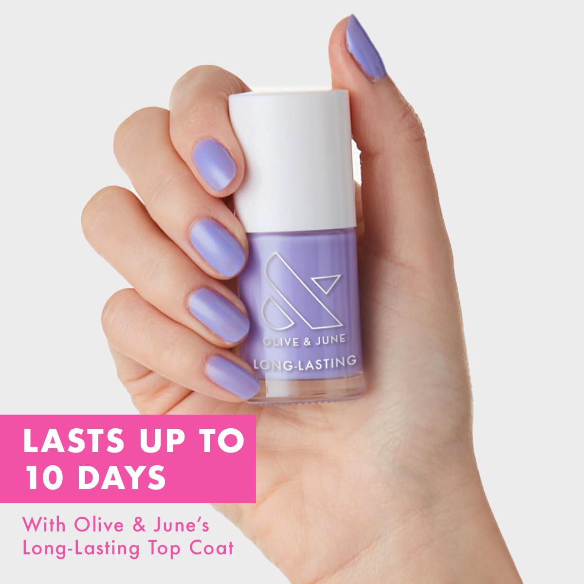 Olive & June Long Lasting Nail Polish | Gel-Like Finish No Lamp Needed | Lasts up to 10 days | Salon-Quality Color at Home |15-Free Vegan Cruelty-Free Chip-Resistant Shine |Bold & Unshaken Bold Purple-BrightBean Baby