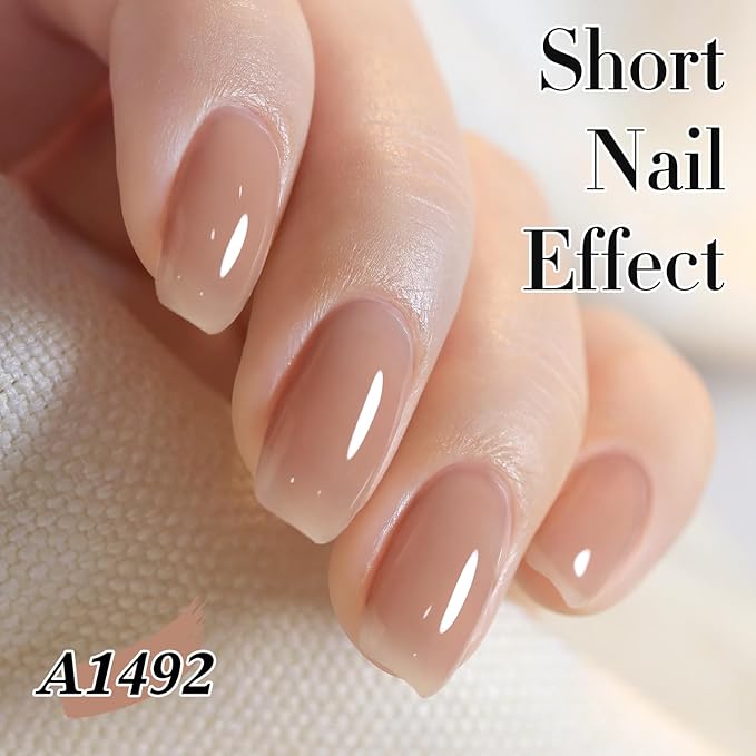 Double Rhythm Translucent Gel Polish Sheer Neutral Natural Light Milky Same Color Same Bottle 15ML Jelly UV Polish Nail Art DIY at Home (Jelly Nude Brown-A1492)-BrightBean Baby