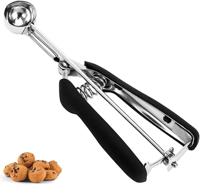 Cookie Scoop, Mini Cookie Scoops for Baking, 2 Tsp/ 10 ml/ 0.34 oz Cookie Scooper for Baking,18/8 Stainless Steel Cookie Dough Scoop with Non-slip Grip (30mm)