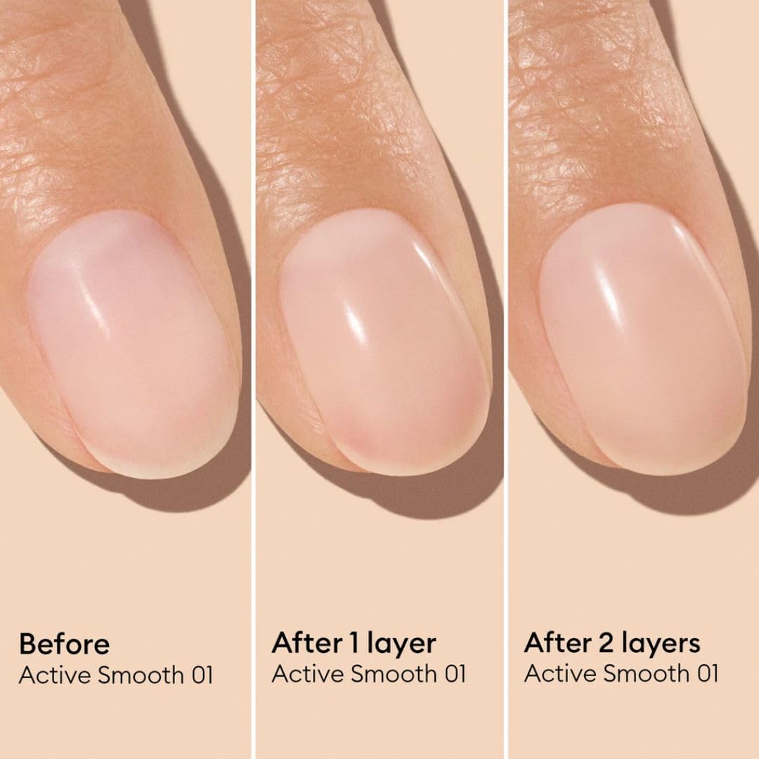 Manucurist Active Smooth 01 Nail Concealer Polish & Care - 2 in 1 Nude Nail Polish : Nail Strengthener and Growth - No Lamp - Nail Concealer - Ridge Filler for Nails - Beige Finish-BrightBean Baby
