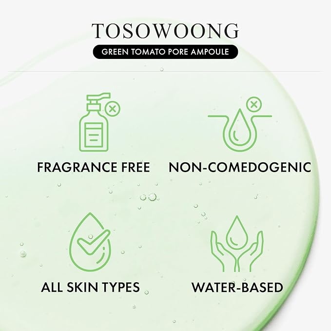 Green Tomato Pore Ampoule with Green Tomato, Witch Hazel and Hyaluronic Acid for Face Moisturizer and Pore Minimizing Treatment, Korean Skincare, 30ml, 1.01 fl. oz.-BrightBean Baby