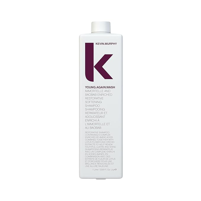 KEVIN.MURPHY YOUNG.AGAIN.WASH - Moisturising Shampoo - For Dry, Damaged & Brittle Hair - Hair Repair & Hydration - Amino Acids & Lotus Flower Extract - Sulphate & Paraben Free - 1 L / 33.8 fl oz-BrightBean Baby