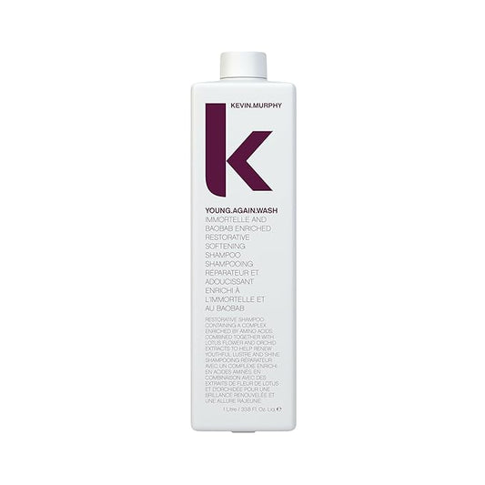 KEVIN.MURPHY YOUNG.AGAIN.WASH - Moisturising Shampoo - For Dry, Damaged & Brittle Hair - Hair Repair & Hydration - Amino Acids & Lotus Flower Extract - Sulphate & Paraben Free - 1 L / 33.8 fl oz-BrightBean Baby