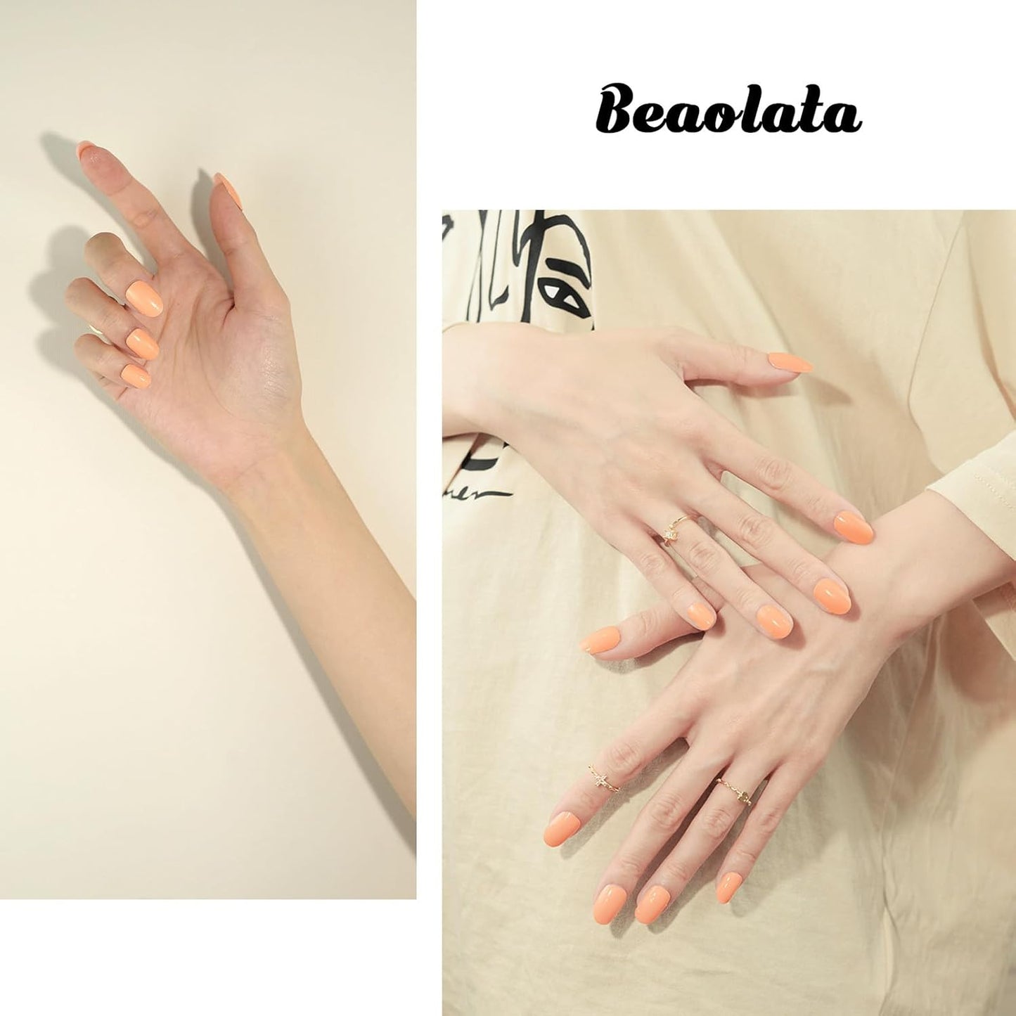 Nail Polish Strips, 32PCS Salon Quality Wraps, Long Lasting Gel Nail Stickers for Women Easy Apply& Remove (Yellow Peach)-BrightBean Baby