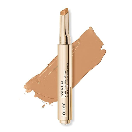 Jouer Essential High Coverage Concealer Pen - Under Eye Concealer for Dark Circles - Brightening Makeup for Eye Circles - Color Corrector Eye Primer with Hyaluronic Acid and Vitamin E-BrightBean Baby