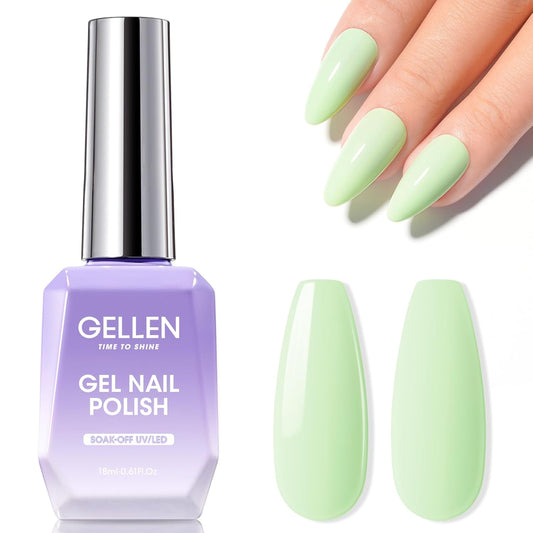 Gellen Green Gel Nail Polish, Mint Green Gel Polish Pastel Green Nail Polish Gel Light Green Soak Off U V LED Nail Lamp Gel Polish Home Salon Nail Art DIY Manicure Gift for Women Gilrs, 0.61 Fl Oz-BrightBean Baby