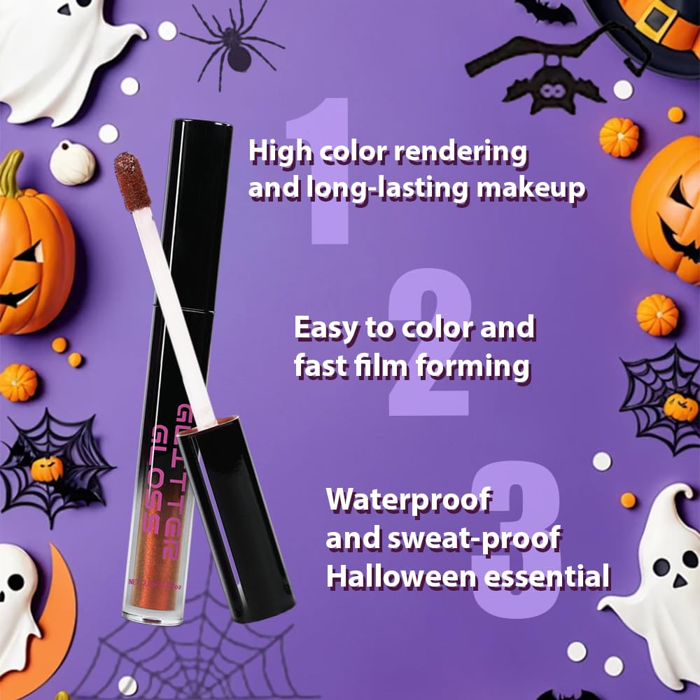 Golden Brown Metallic Lipstick for Women,Glitter Sparkling Liquid Lipstick,Long Lasting Waterproof Lightweight Comfortable Non-Drying Bold Dark Lip Gloss for Gothic Stage Makeup,Vegan-BrightBean Baby