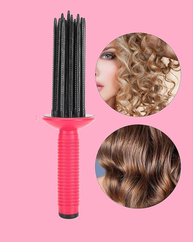 Hair Fluffy Styling Curler Curls Comb,Hair Curler Curling Make Up Brush Roller Tool Portable Hair Curling Roll Comb Anti‑Slip Professional Round Hair Brush for Home Personal Use Travel-BrightBean Baby