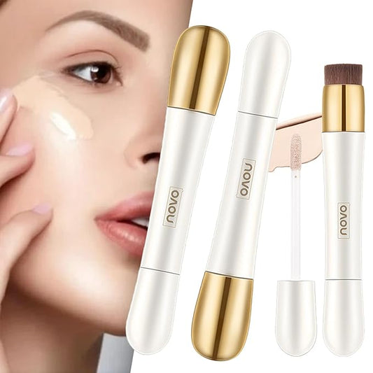 Happyhours 2 in 1 Foundation Anti-Wrinkle Concealer with Built-in Brush, Novo Foundation and Concealer Double Head Makeup Stick, Waterproof Long Lasting Anti-Wrinkle Concealer Foundation (2Pcs-01)-BrightBean Baby