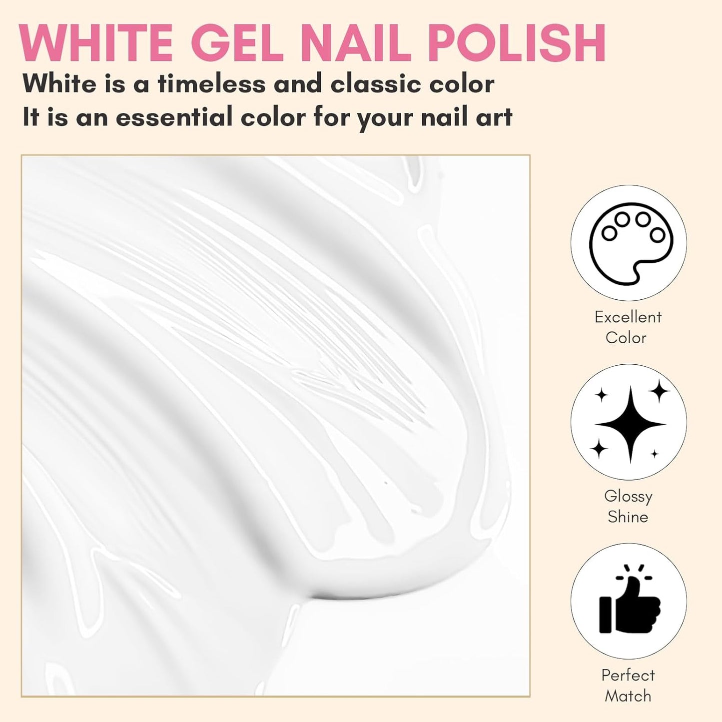 Makartt White Gel Nail Polish 15ml, Soak Off Blanc Gel for UV LED Light, DIY Nail Art, Manicure Designs, Salon & Home Use, Long Lasting and Easy Application-BrightBean Baby