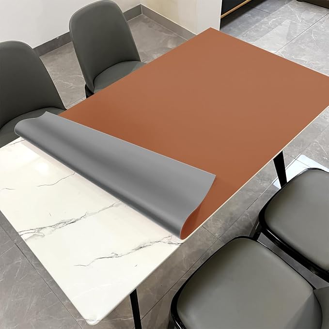 Leather Table Pad,1.8mm Thick,40x96 Inch,Dining Table Pad,Table Pads for Dining Room Table Rectangular,Dining Room Table Cover,Dining Table Cover(Brown+Gray,40x96)