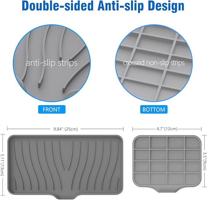 3-Pack Silicone Soap Dish, Sponge Holder for Sink, Kitchen Soap Tray, Bathroom Soap Holder, Sponge Tray with Drain (Grey)-BrightBean Baby