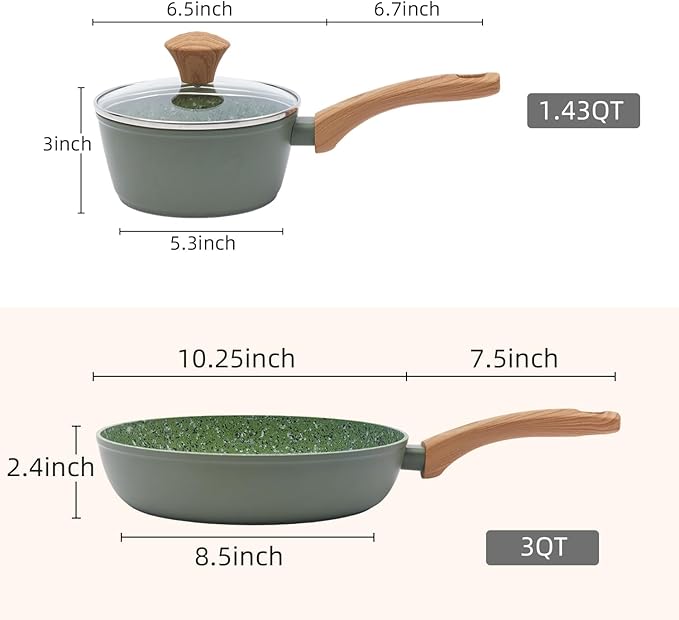 Nonstick Cookware Set 2-Piece 10.25" Green - PFOA Free