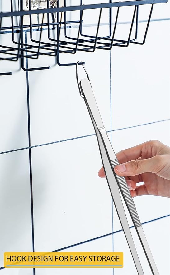 JETKONG 12-Inch Kitchen Tweezers Fine Tweezer Tongs Extra-Long Stainless Steel Cooking Tweezers