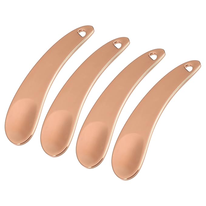 VOCOSTE 4 Pcs Makeup Spatula Mini Spoon, Eye Cream Massage Sticks Beauty Scoop, for Facial Cosmetic Face Cream, Moon Shape 2.13"x0.51", Rose Gold Tone-BrightBean Baby