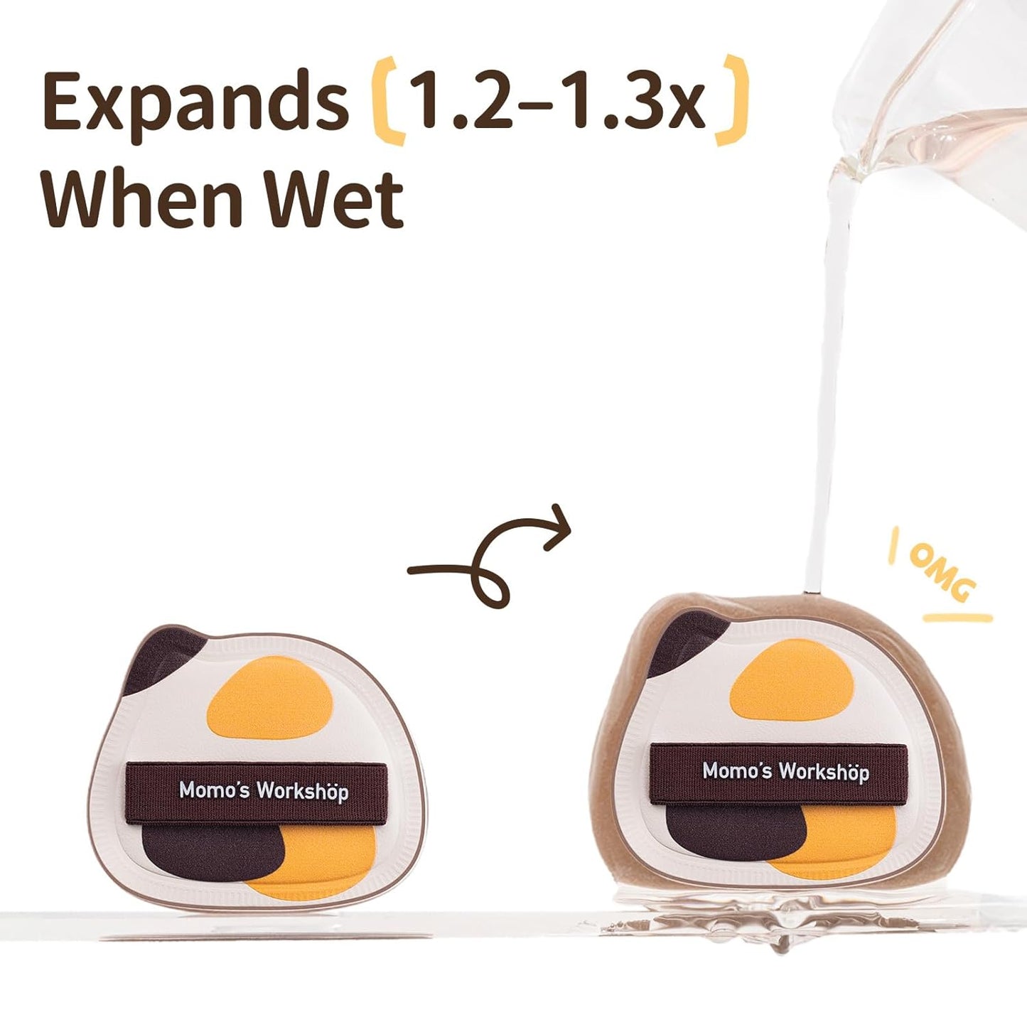 Tricolor Cat Puffs, Makeup Sponges Set, Dry&Wet Dual-Use Foundation Sponge, Expands 1.3x When Wet for Cream Foundation/Liquid Blush/Highlighter,2pcs Puffs & Storage Case-BrightBean Baby