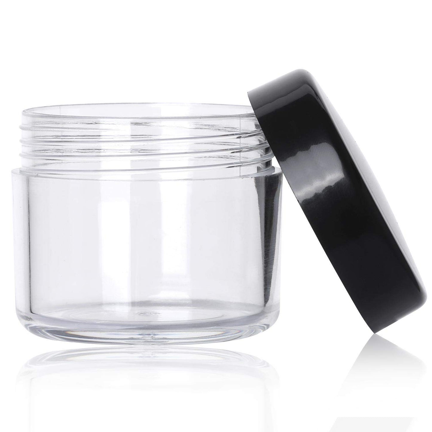 Refillable Cosmetic Sample Jars - 100 Pack 20g (0.7oz) Black Small Travel Containers with Lids + 10 Mini Makeup Spatulas - BPA Free-BrightBean Baby