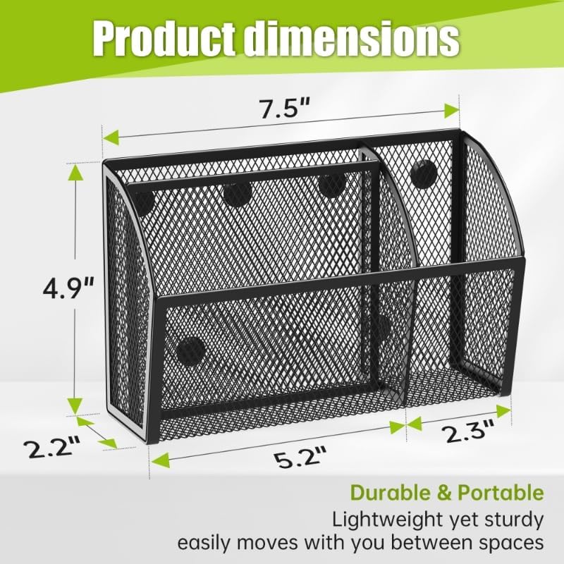 YINGHUA Strong Magnetic Pen Holder for Whiteboard and Refrigerator 3 Compartments Metal Mesh Organizer Space Saving Shelf for Office School Home and Locker - Black-BrightBean Baby