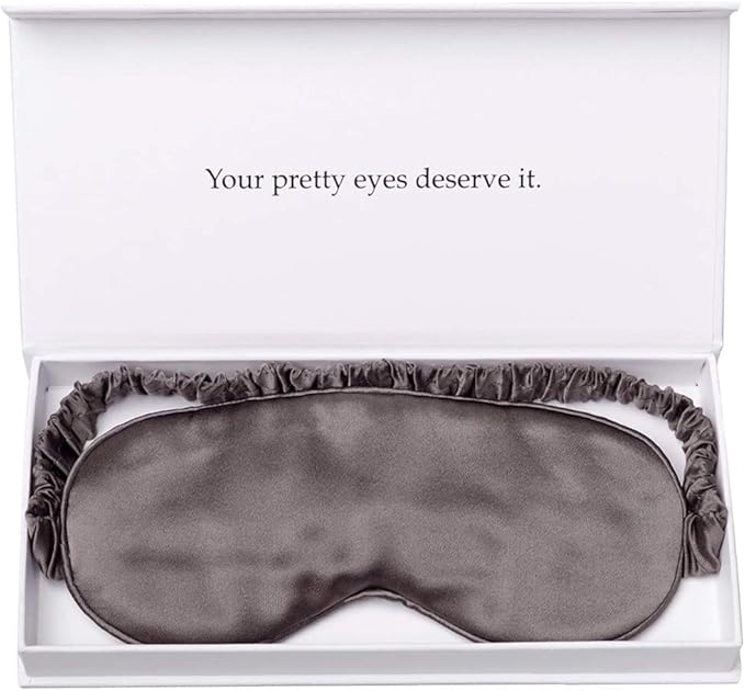 Silk Sleep Mask Light Blocking Luxury 100% Mulberry 19mm Silk Eye Mask Eye Cover Blindfold Ultra Soft Light & Comfy Anti Aging Skin Care with Travel Bag Gift Package-BrightBean Baby