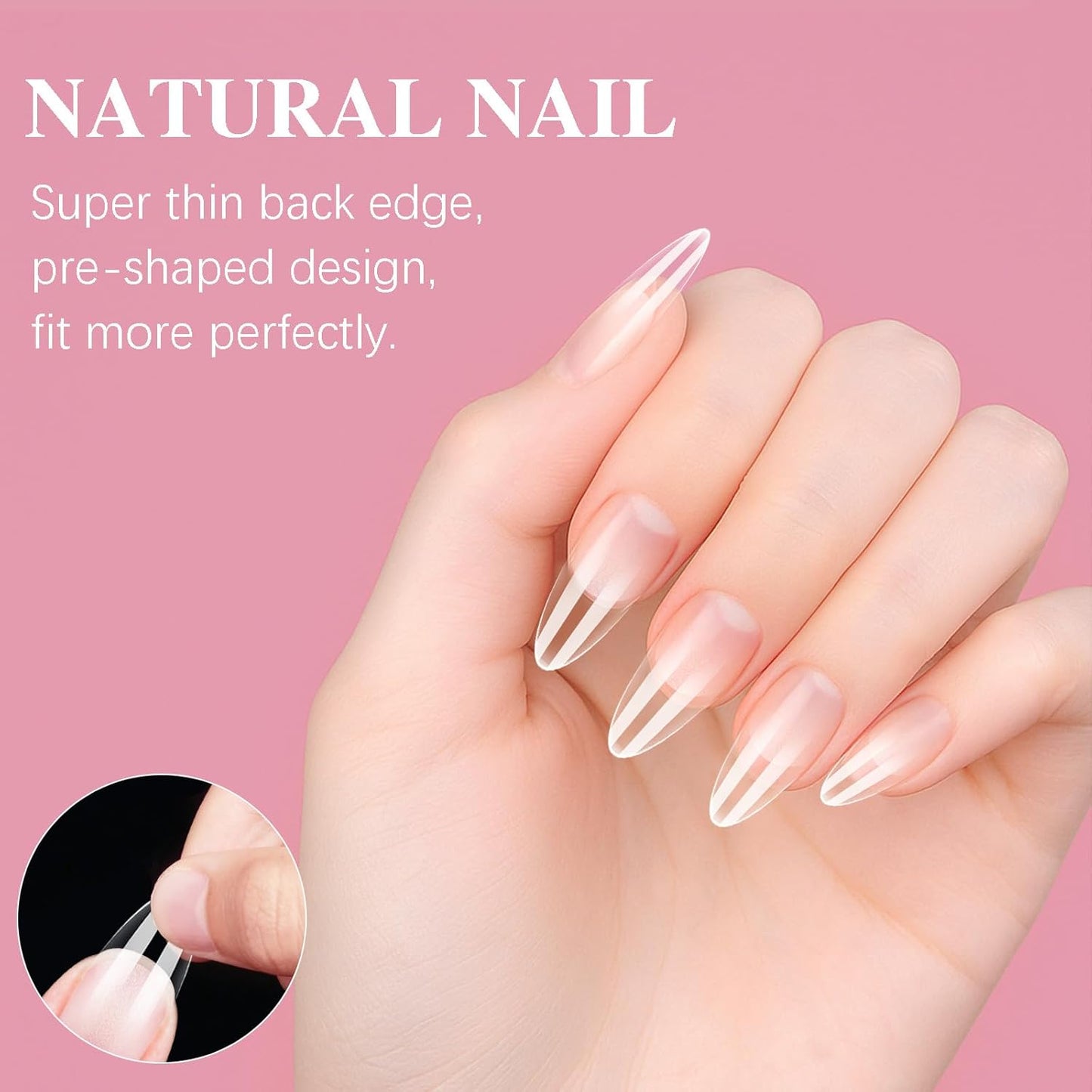 Medium Almond Nail Tips, SSWSBYKE 300pcs Soft Gel Nail Tips for Full Cover Pre-Shaped Acrylic Fake Nails Tips 15 Sizes Half Matte Press On Nails for Extension Home DIY Salon-BrightBean Baby