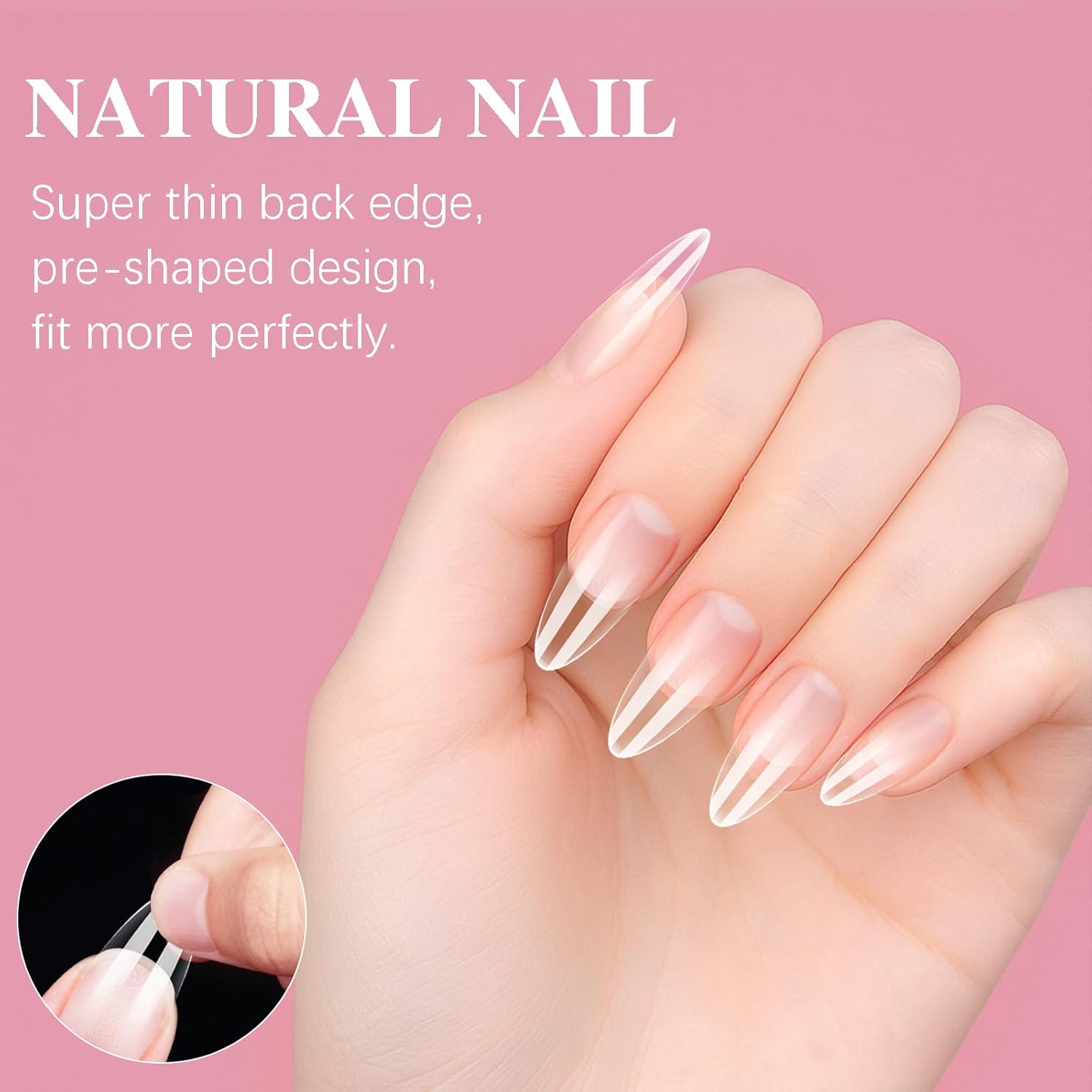 Medium Almond Nail Tips, SSWSBYKE 300pcs Soft Gel Nail Tips for Full Cover Pre-Shaped Acrylic Fake Nails Tips 15 Sizes Half Matte Press On Nails for Extension Home DIY Salon-BrightBean Baby