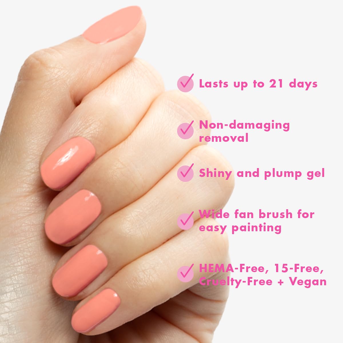 Olive & June Gel Polish | UV LED Nail Lamp Needed | Long Lasting Formula | Up to 21 Days of Wear | Damage-Free Removal | Salon-Quality Manicure, Pedicure at Home | CS | Coral-BrightBean Baby