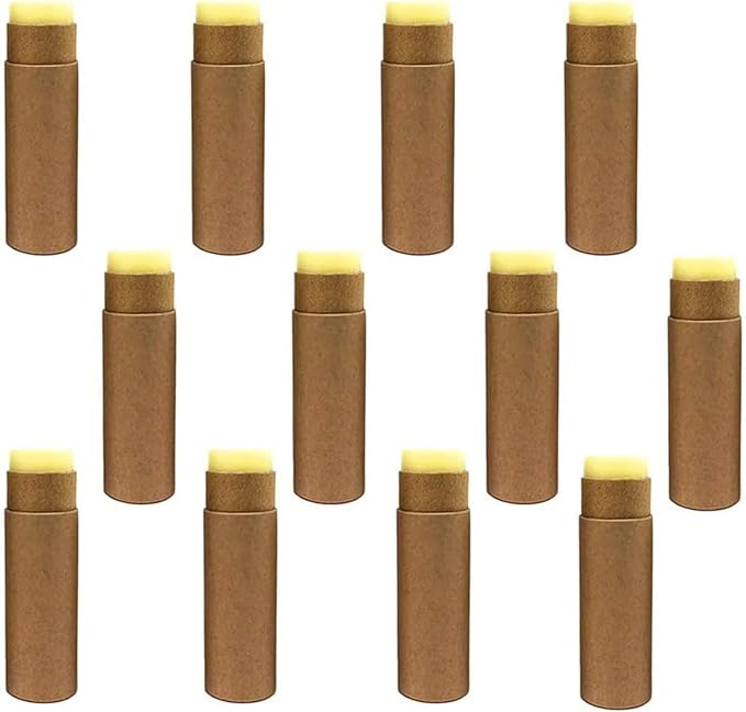 12 Pcs 0.3 Oz Paperboard Lip Balm Tubes 10ml Empty Cardboard Krafts Tubes Lipstick Tube Refillable Lip Gloss Container Solid Perfume Tubes Chapstick Container for DIY Cosmetic Samples Deodorant(Brown)-BrightBean Baby