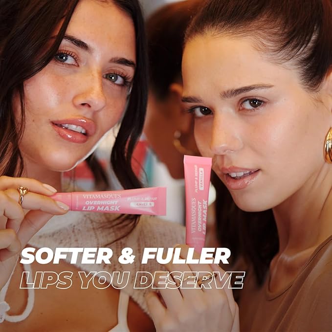 Vitamasques Overnight Lip Mask - Hydrating Vanilla Lip Balm Moisturizer with Vitamins & Natural Oil Hydrates, Nourishes & Plumps Lips Area - Korean Skin Care Lip Care Products (Pack of 3)-BrightBean Baby